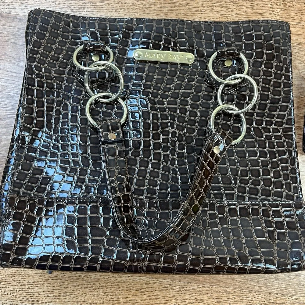 Mary Kay Purse with‎ Matching Wallet Brown Crocodile Pattern RARE
